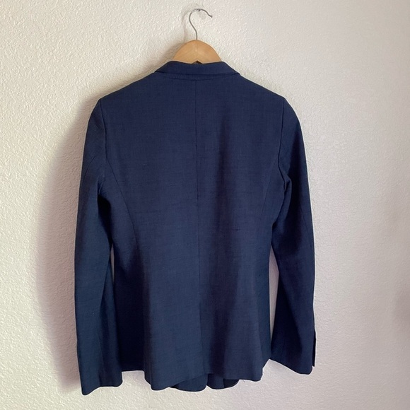 Ann Taylor LOFT Custom Stretch Notched One Button Blazer 4 Naval Blue - Picture 4 of 12